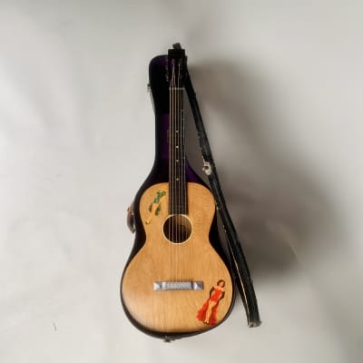 1920's-30's Oahu Hawaiian Square Neck Slide Parlor Acoustic Guitar Cleveland Made w/Girlies for sale