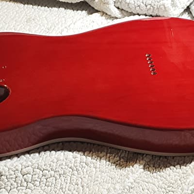 Bottom price on a stunning Double bound,USA made Alder body,quilt maple top in Red clouds. Made to fit a Tele neck # RQT-7 image 6