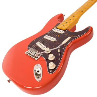 Vintage ReIssued Series V6MFR Strat Style Guitar - Firenza Red image 2