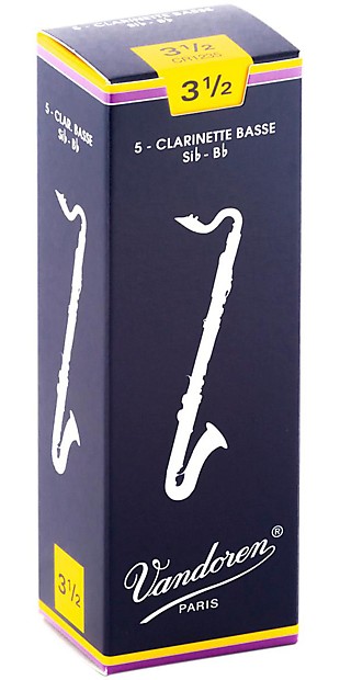 Vandoren CR1235 Traditional Bass Clarinet Reeds - Strength 3.5 (Box of 5) image 1