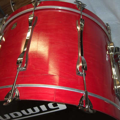 Ludwig Classic Maple 90s Flame Red Shadow Bass Drum 24X16, looks and sounds Great! image 17