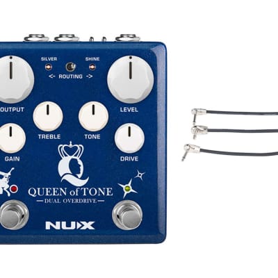 NUX Queen of Tone Dual Overdrive Pedal + Gator Patch Cable 3 Pack image 1
