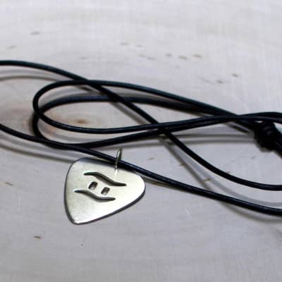 Sterling Silver Guitar Pick Pendant with Personalized Zodiac Cut Out image 4