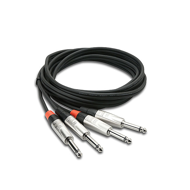 Hosa HPP-003X2 Dual REAN 1/4" TS Male to Same Stereo Interconnect Cable - 3' image 1