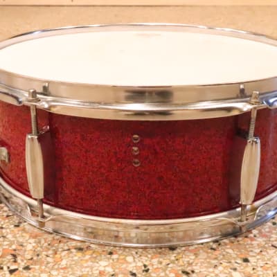 Stewart 5.5x14" Snare Drum Red Sparkle Vintage 1970's MIJ image 4