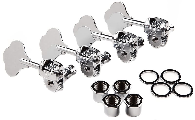 Genuine Fender Left-Handed LEFTY American Std/Deluxe Bass Tuners Set, CHROME image 1
