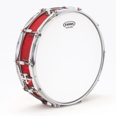 TreeHouse Custom Drums 4x14 Plied Maple Snare Drum with Red Satin Flame Wrap image 6