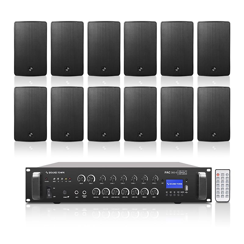 PAC360X12TV6B | 6-Zone 70V/100V Commercial Bluetooth Amplifier and