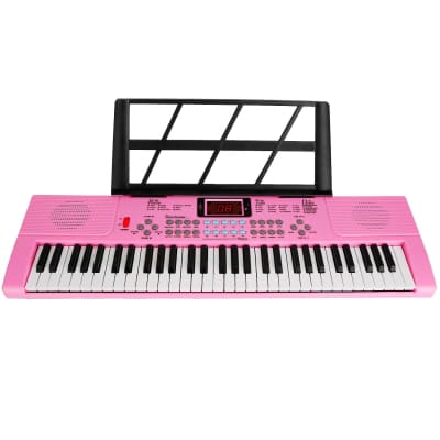 61 Keys Digital Music Electronic Keyboard Electric Musical Piano Instrument Kids Learning Keyboard w/ Stand Microphone - Pink image 1