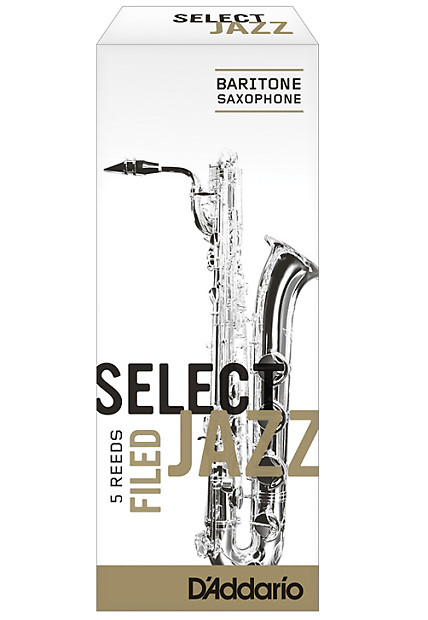 Rico Select Jazz Baritone Saxophone Reeds, Filed, Strength 3 Strength Medium, 5-pack image 1