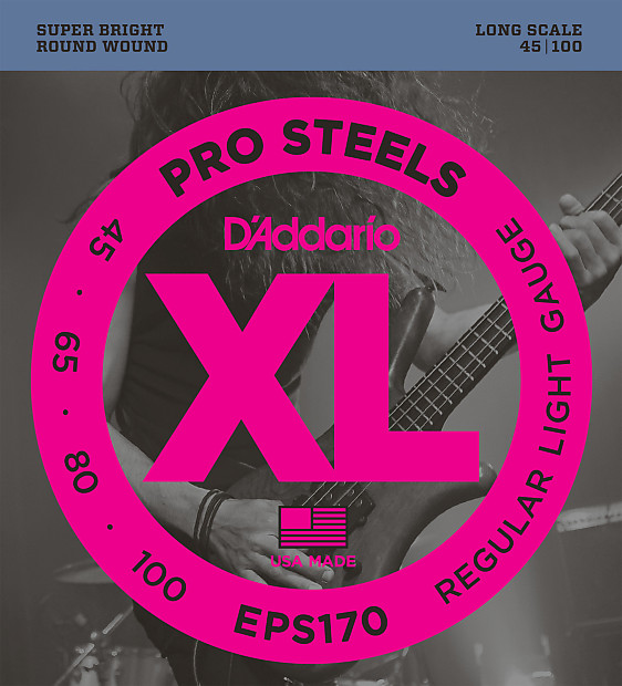 D'Addario EPS170 ProSteels Bass Guitar Strings, Light, 45-100, Long Scale image 1