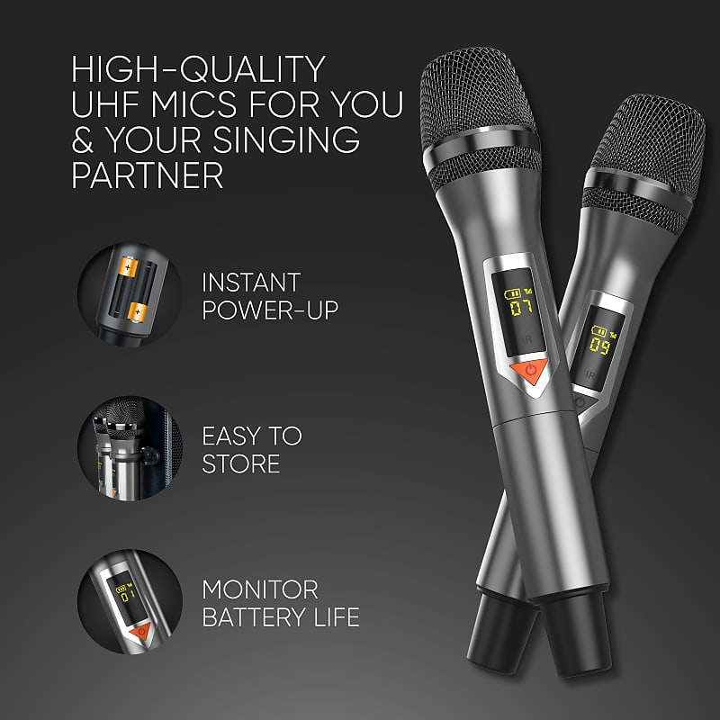 PRO Wireless Microphone System UHF Bluetooth Cordless Handheld 4 Mic Karaoke  PA
