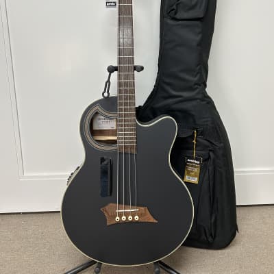 Warwick RockBass Alien Deluxe Thinline Hybrid 4 String Acoustic Electric Bass Guitar -Black for sale