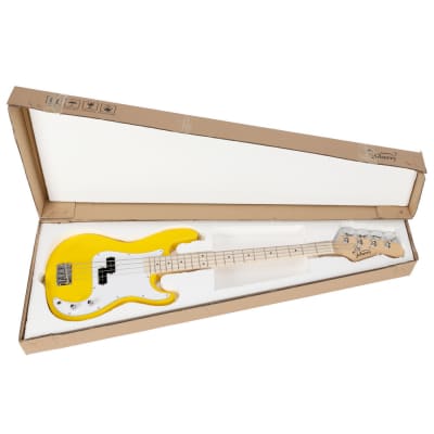 Glarry GP II Electric Bass Guitar with Wilkinson Pickup, Warwick Bass Strings, Bone Nut 2020s Yellow image 5