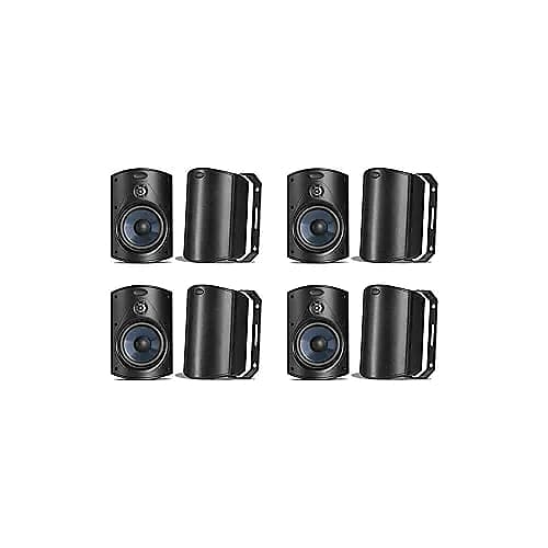 Polk Audio Atrium 4 Outdoor Speakers with Bass Reflex Enclosure | 8 Speaker Pack (4 Pairs, Black) - All-Weather Durability | Broad Sound Coverage | Speed-Lock Mounting System | 8 Speakers (Black) image 1