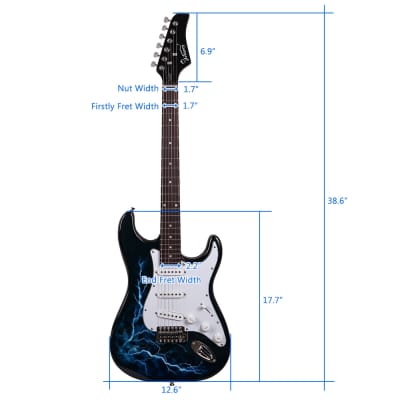 Glarry GST-E Rosewood Fingerboard Electric Guitar - Black image 2