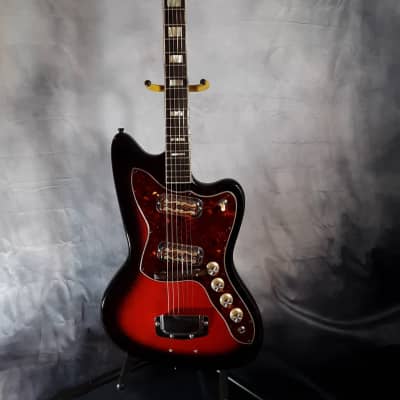 Harmony Holiday Model 1478, Rare & Vintage, Made in USA, Solid Body Electric Guitar 1965 Red Burst image 2
