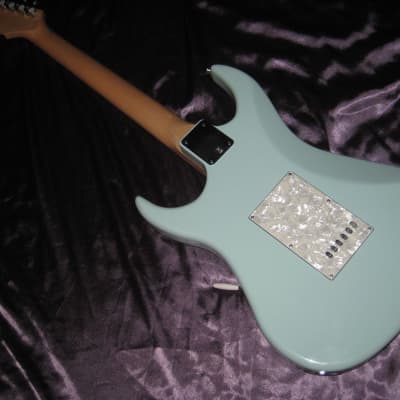 AXL Electric Guitar W/ EMG Pickups and Seafoam Surf Green Finish and Pearl Pickguard image 6