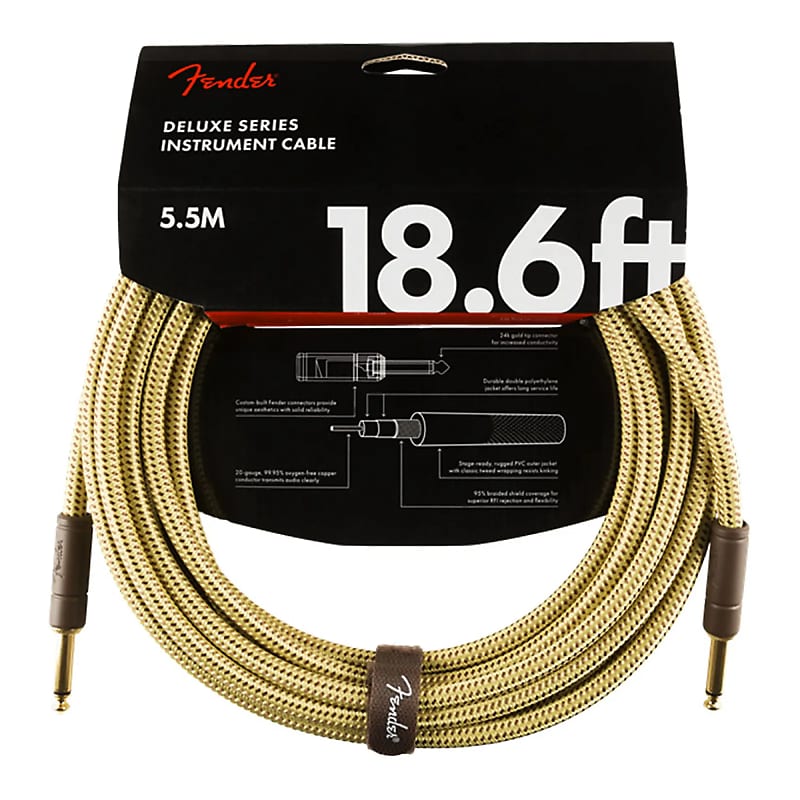 Fender Deluxe Series Straight / Straight TS Instrument Cable - 18.6' image 1