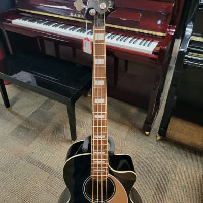 Fender California Series Kingman Bass 4-String Spruce / Mahogany with Walnut Fretboard - Black image 5