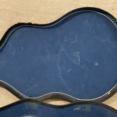 Original Vintage 60’s-70’s Harmony Rebel Acoustic Electric Guitar Case / Case Only Black Faux Ostrich w Blue Interior image 13