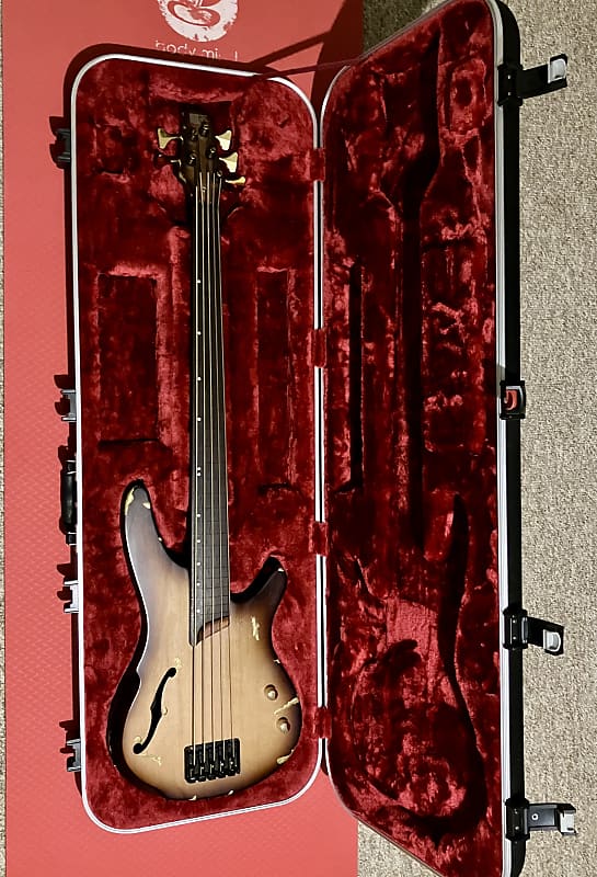 Ibanez SRH505F Fretless Semi-Hollow 5-String - Brown Burst w/ Gold - Hipshot Tuners and Thunderbird Knobs - Includes Ibanez Hard Case and Levy's Strap image 1