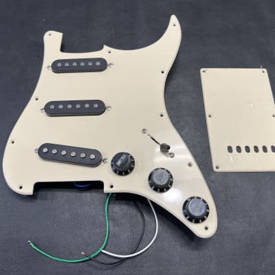 Stratocaster Strat Loaded pickguard  -SSS  Cream w/Black plastics Import made w/backplate #5 image 1
