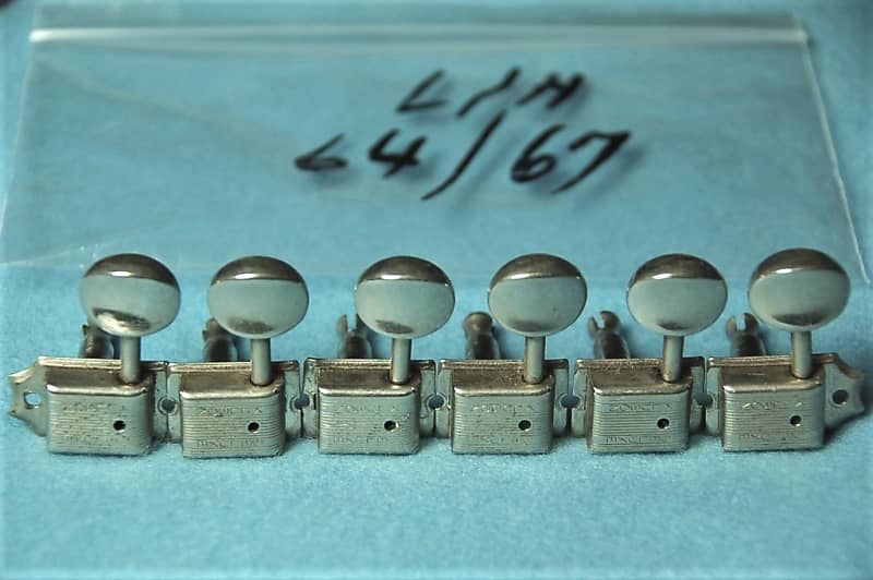 Rare 1960's Kluson Deluxe 6 in line tuning pegs for Left Handed stratocaster, Telecaster, jazzmaster image 1