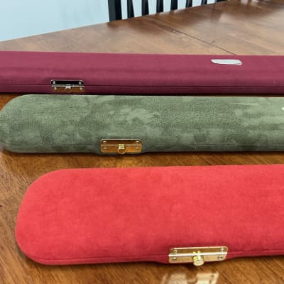 Concord Bass Bow Case fit German or French bow, Micro-suede in Salmon/cream, Olive green/cream, and Cordura Wine/cream image 1