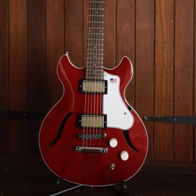 Harmony Comet Semi-Hollow Electric Guitar Trans Red image 2