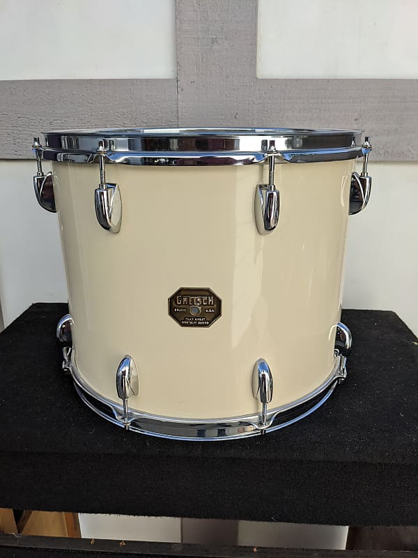 Classic 1970s Stop Sign Badge Gretsch 12 x 15" White Wrap Tom - Looks Excellent - Sounds Great! image 1