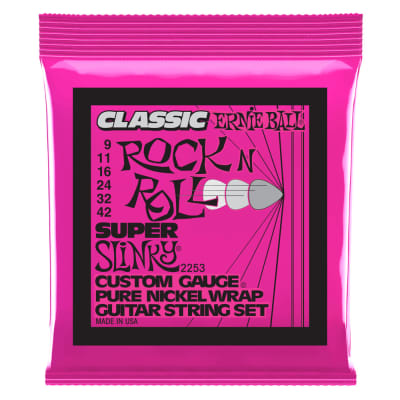 Ernie Ball Super Slinky Classic Rock n Roll Pure Nickel Wrap Electric Guitar Strings-9-42 Gauge