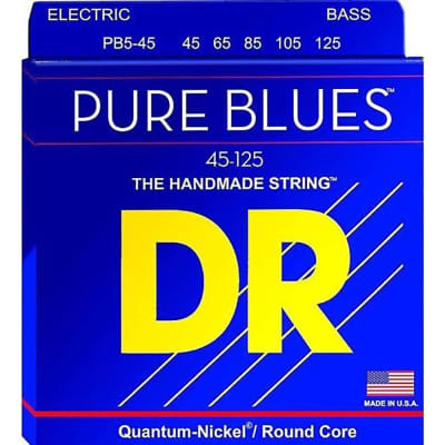 DR PB5-45 Pure Blues BASS Guitar Strings 45-125 gauge; 5-string set image 1