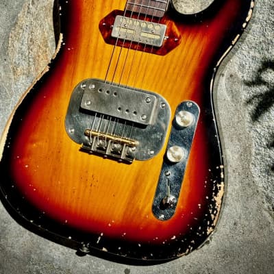 Waterslide Guitars T-Style Coodercaster, PLEK'd. Sunburst Swamp Ash w/Mojo Lap Steel+Teisco-Spec Gold Foil Pickups image 3