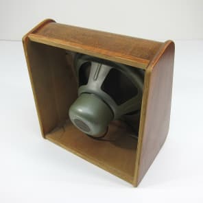 Vintage RCA 1950s Speaker Cabinet with 12" Utah Co Ax G12J3 Brown Birch Finish Original Grill Cloth image 7