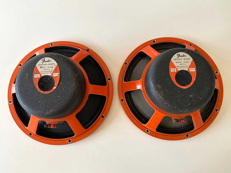 Original Fender JBL D120F Matching Pair of Speakers Orange, 1970s