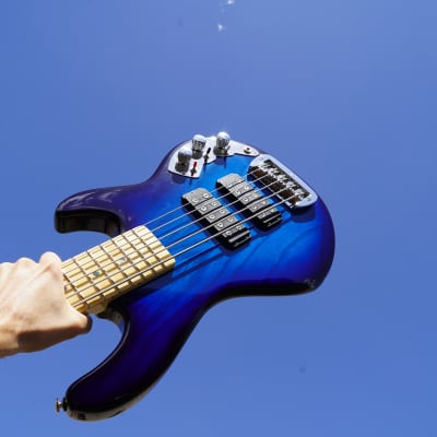 G&L USA Series 750 CLF Research L-2500 Blueburst Urethane 5-String Bass w/ Black Tolex Case NOS for sale