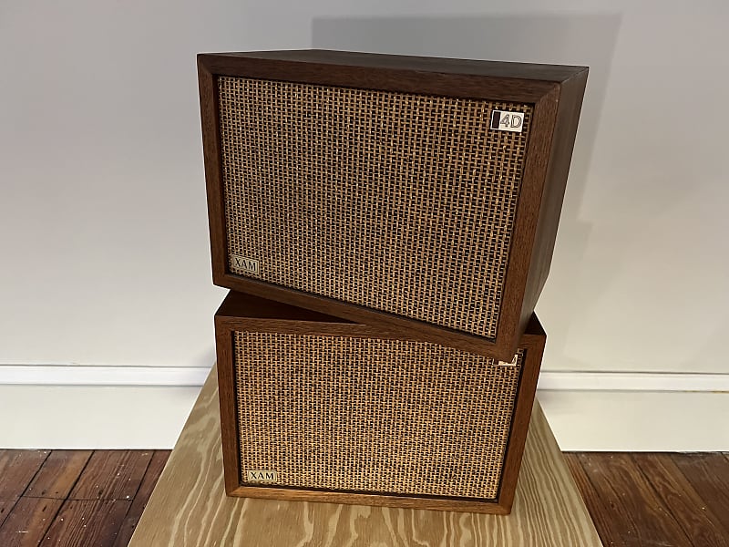 Walnut Mid-Century Bookshelf Speakers – XAM 4D c. 1965 image 1