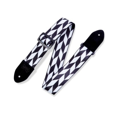 Levy's MPF2 2" Printed Polyester Guitar Strap Black White Offset Arrow image 1