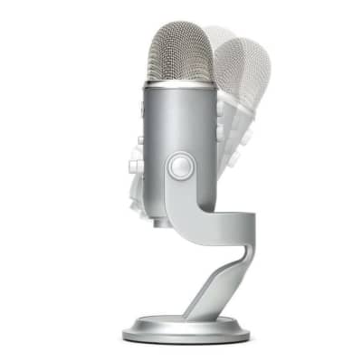 Blue Yeti Microphone (Silver) with Boom Arm Stand, Shock Mount and Pop  Filter Bundle (4 Items),USB