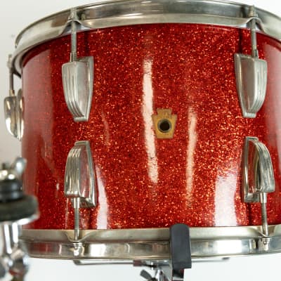 1950s WFL Red Glass Glitter 14x20 9x13 and 16x16 Drum Set image 12