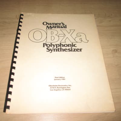 Oberheim OB-Xa 6-Voice Synthesizer - Original Owner's Manual from 1981 - Rare