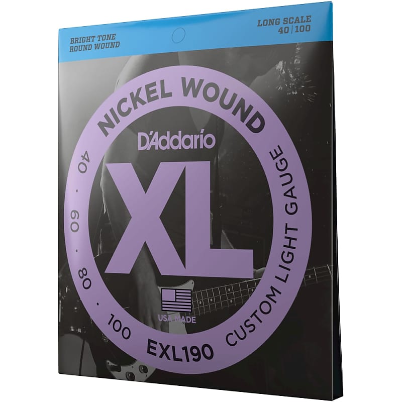 D'Addario EXL190 Custom Light, Nickel Wound Bass Guitar Strings, 40-100 image 1