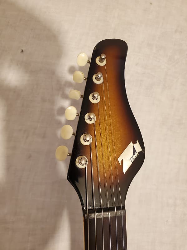Vintage 60's Zenon Electric Guitar, Jag Style, 2 Gold Foil