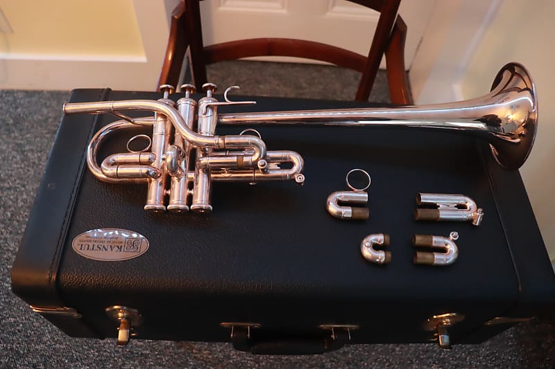 Used Kanstul 923 Eb/D Long Bell Trumpet in Silver Plate Reverb