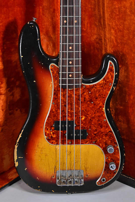 1964 Fender Precision Bass Sunburst Finish Electric Bass Guitar w/OHSC image 2
