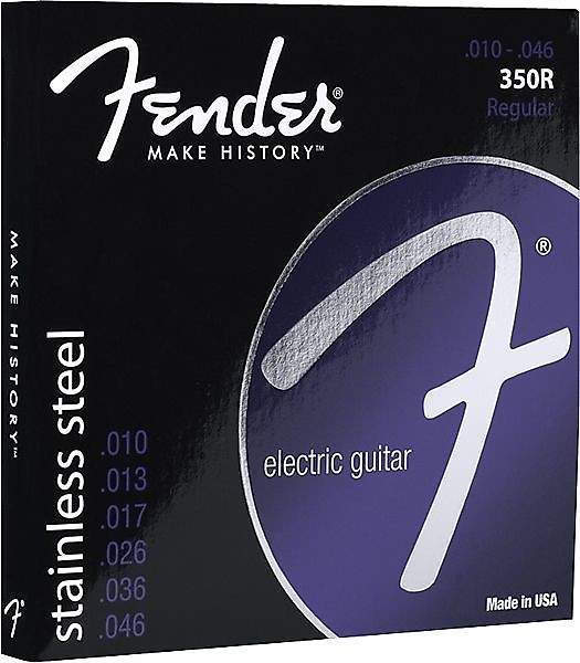 Fender 350 Guitar Strings, Stainless Steel, Ball End, 350R Gauges .010-.046, (6) 2016 image 1