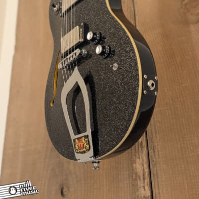Hagstrom D2F Semi Hollowbody Electric Black Sparkle w/ Hard Case image 8