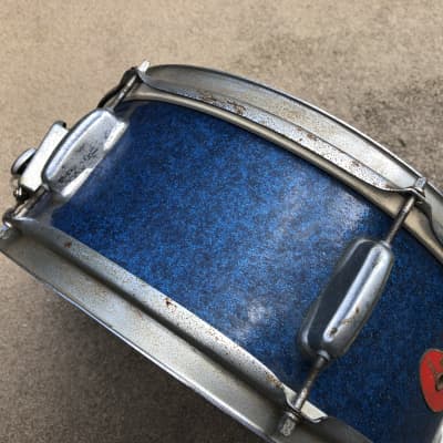 Vintage MIJ Mica Swing Line Snare Drum Blue Sparkle image 4