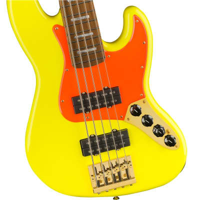 Fender MonoNeon Jazz Bass V, Neon Yellow image 4